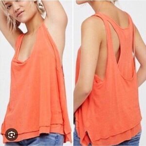 We The Free Karmen Layered Top Coral Orange Size Large